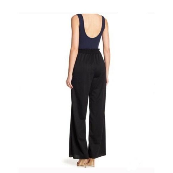 The Vanity Room Tank Wide Leg Jumpsuit Blue/Black Size M 3229 - Picture 2 of 2